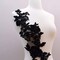 2 Pieces 21" x 6" Design Large Black Beaded Floral Applique Pair Extra Long